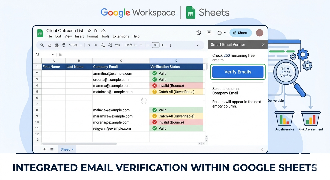 Smart Email Verifier Add-on for Google Sheets